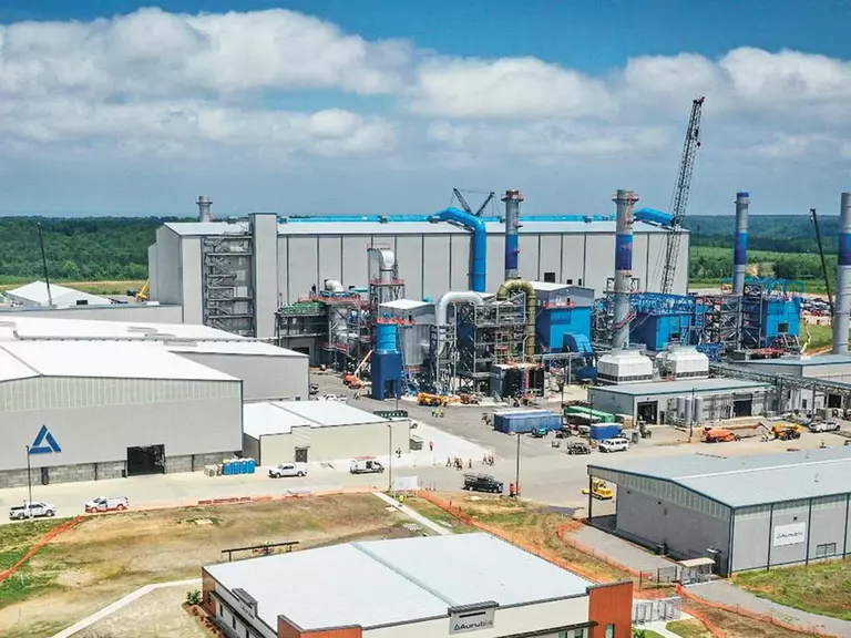 Luftaufnahme des Multimetall-Recyclingwerks Aurubis Richmond bei Tag